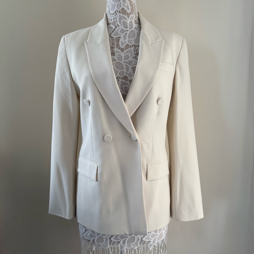 New Zara double-breasted jacket size M ivory color org $169